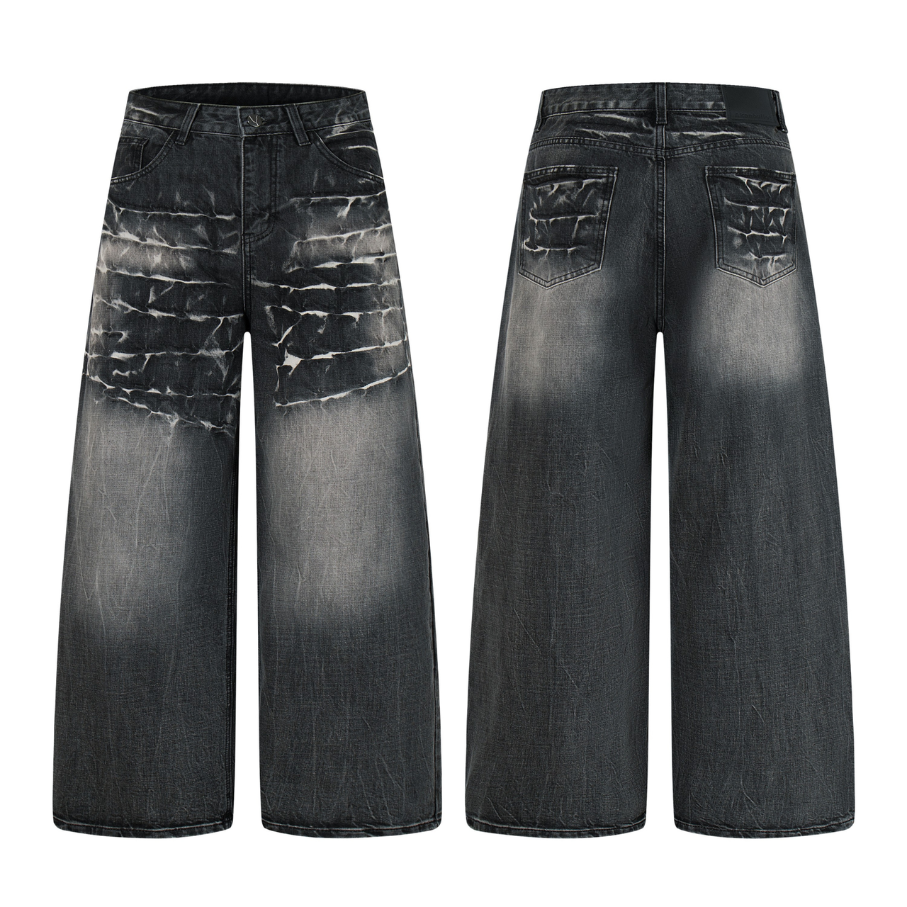 Omirad Cracked-Wash Wide-Leg Denim