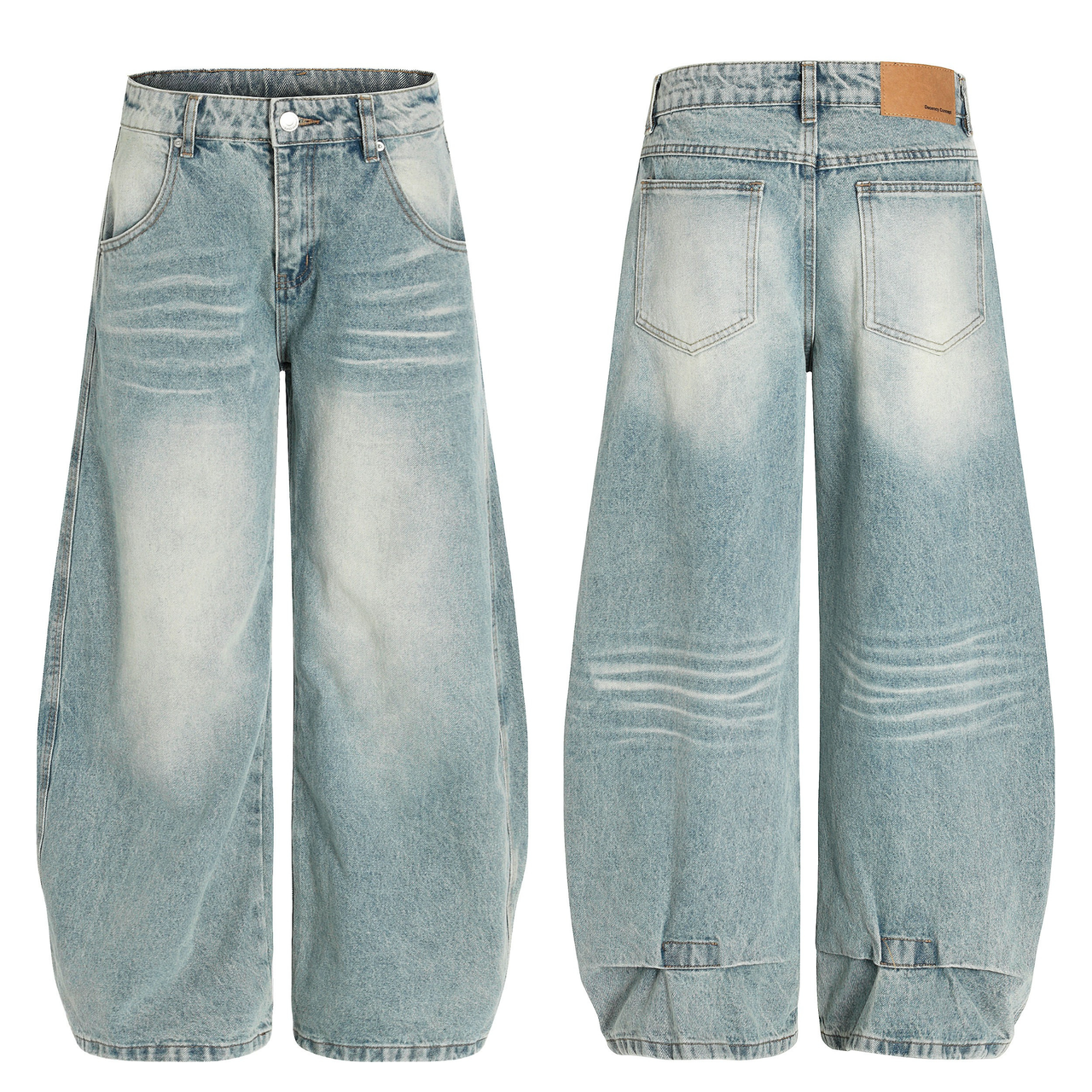 Omirad Light-Wash Barrel-Leg Jeans