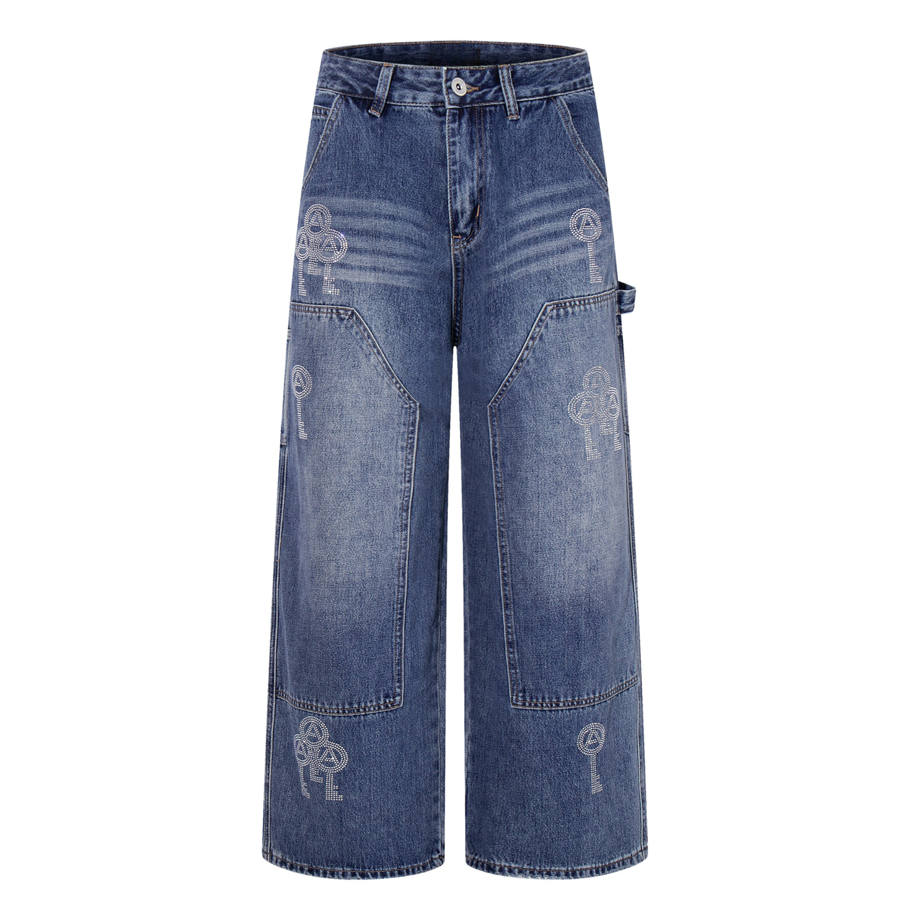 Omirad Rhinestone Utility Wide-Leg Jeans