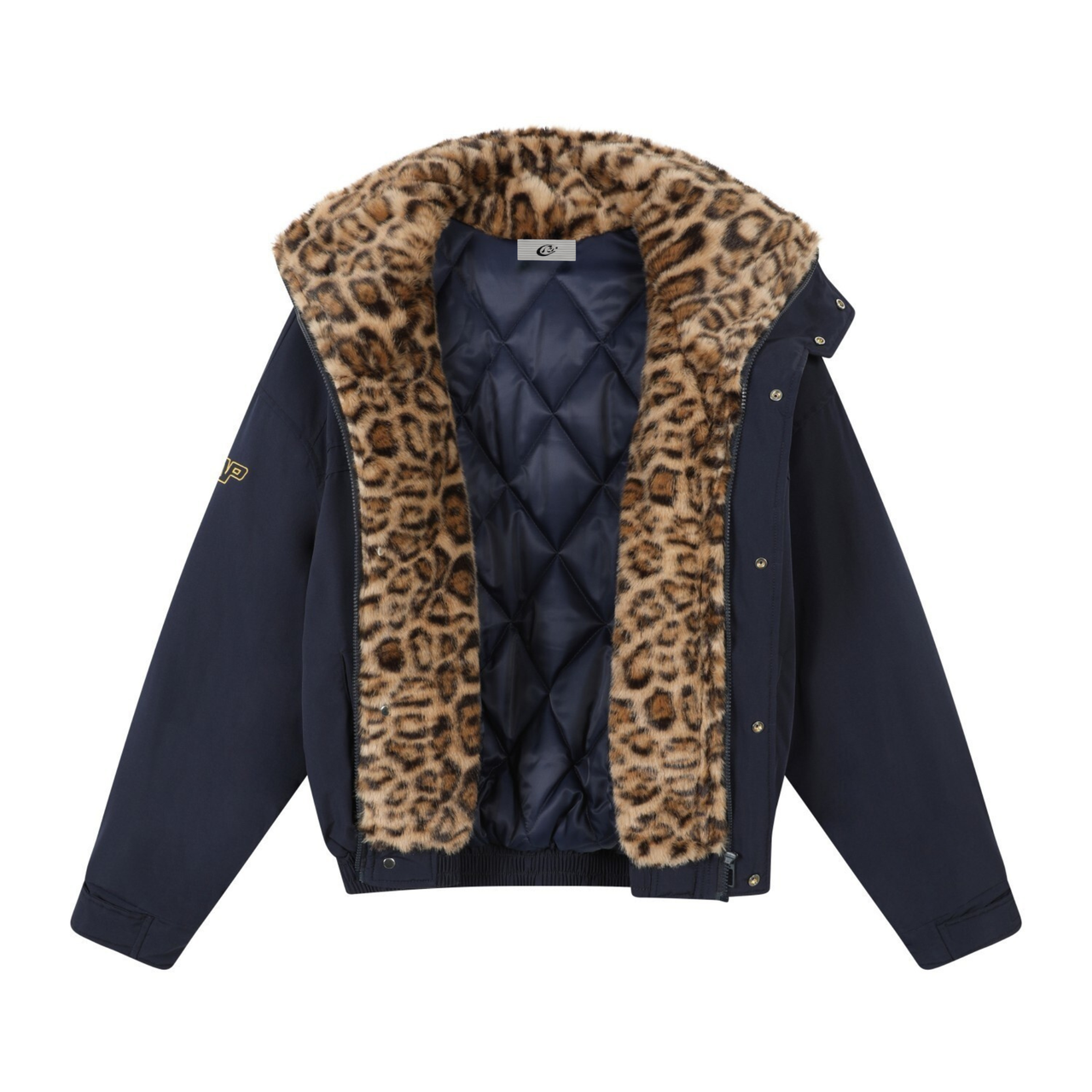Omirad Leopard-Lined Military Bomber Jacket