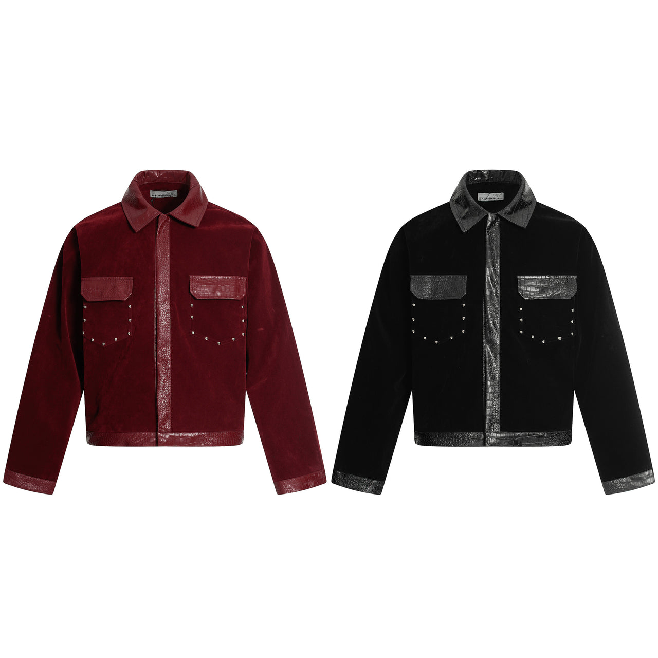 American Vintage Retro Money Print Leather Patchwork Jacket