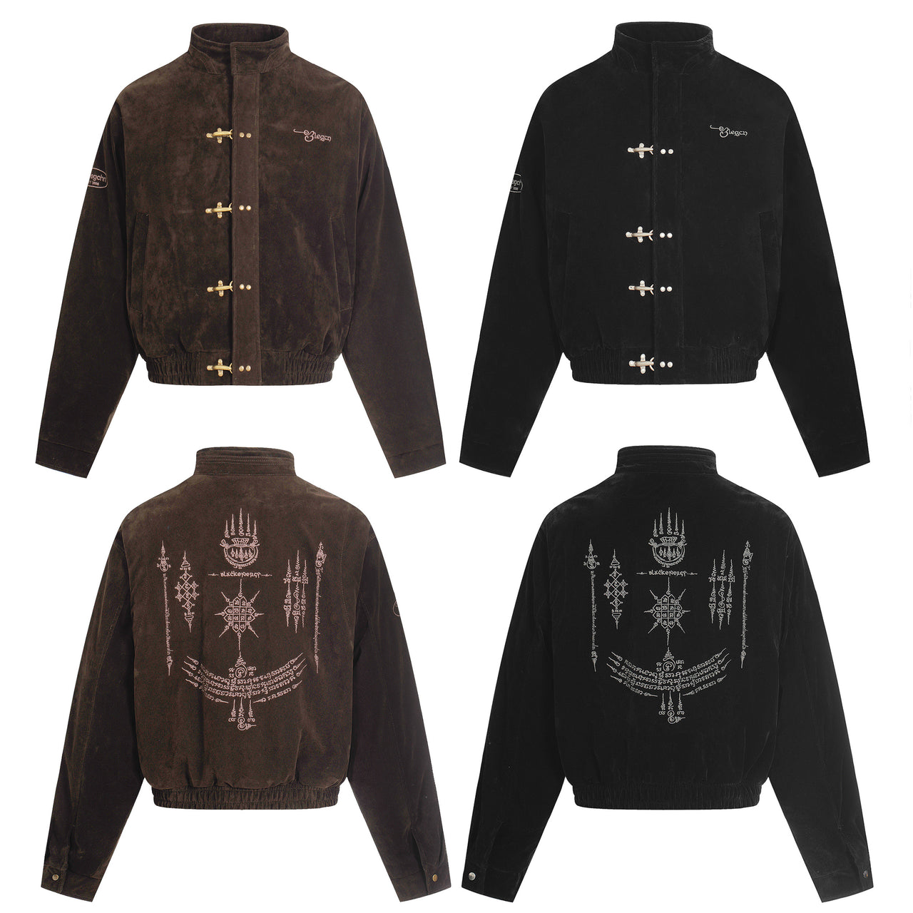 Omirad Embroidered Suede Metal Clasp Jacket