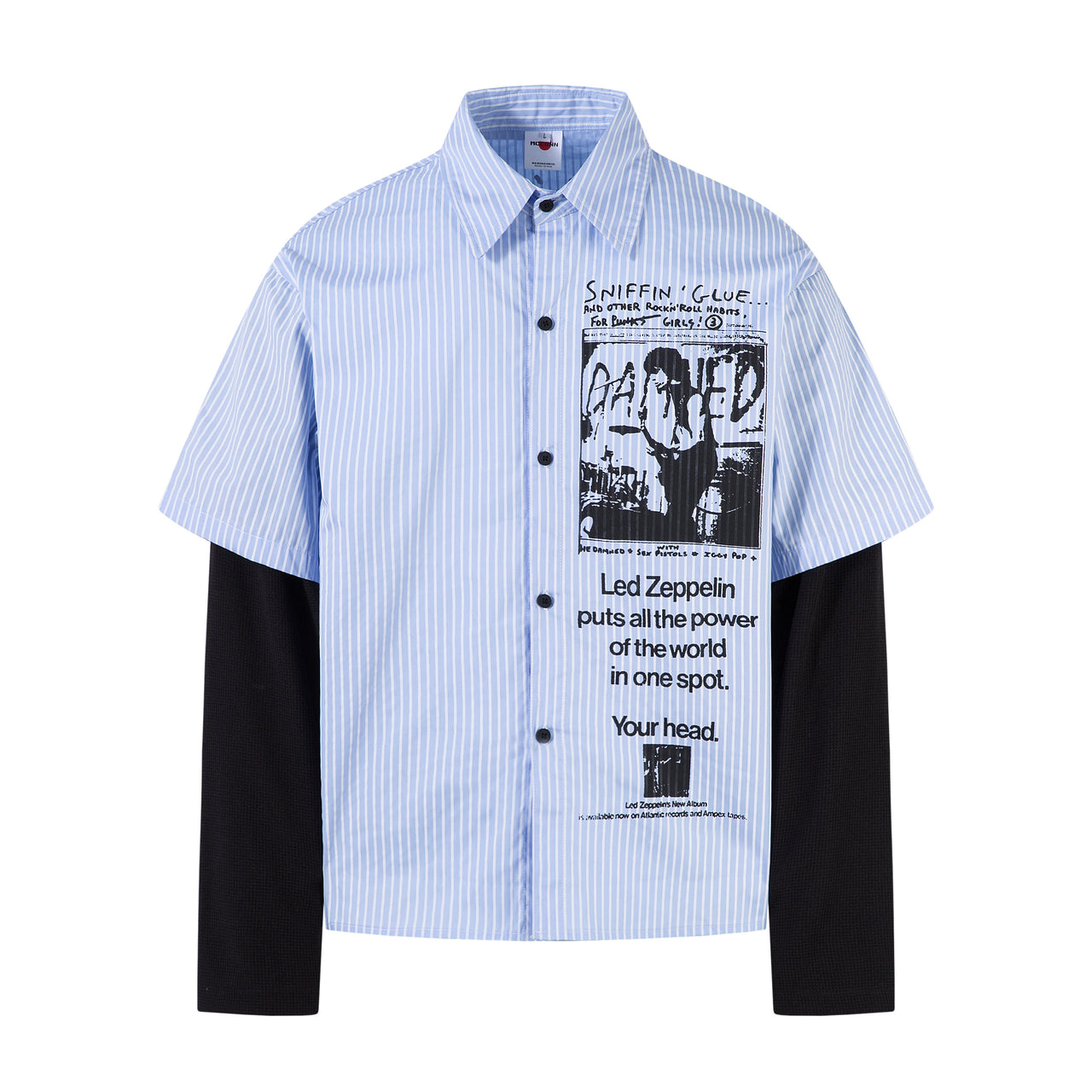 Vintage American Portrait Print Layered Shirt