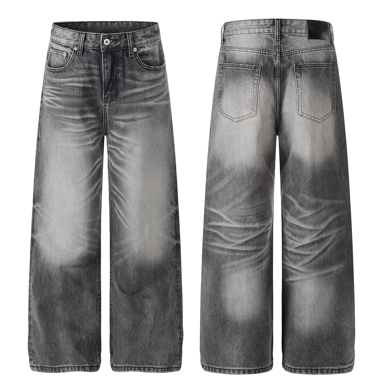 Omirad Faded Black Wide-Leg Jeans