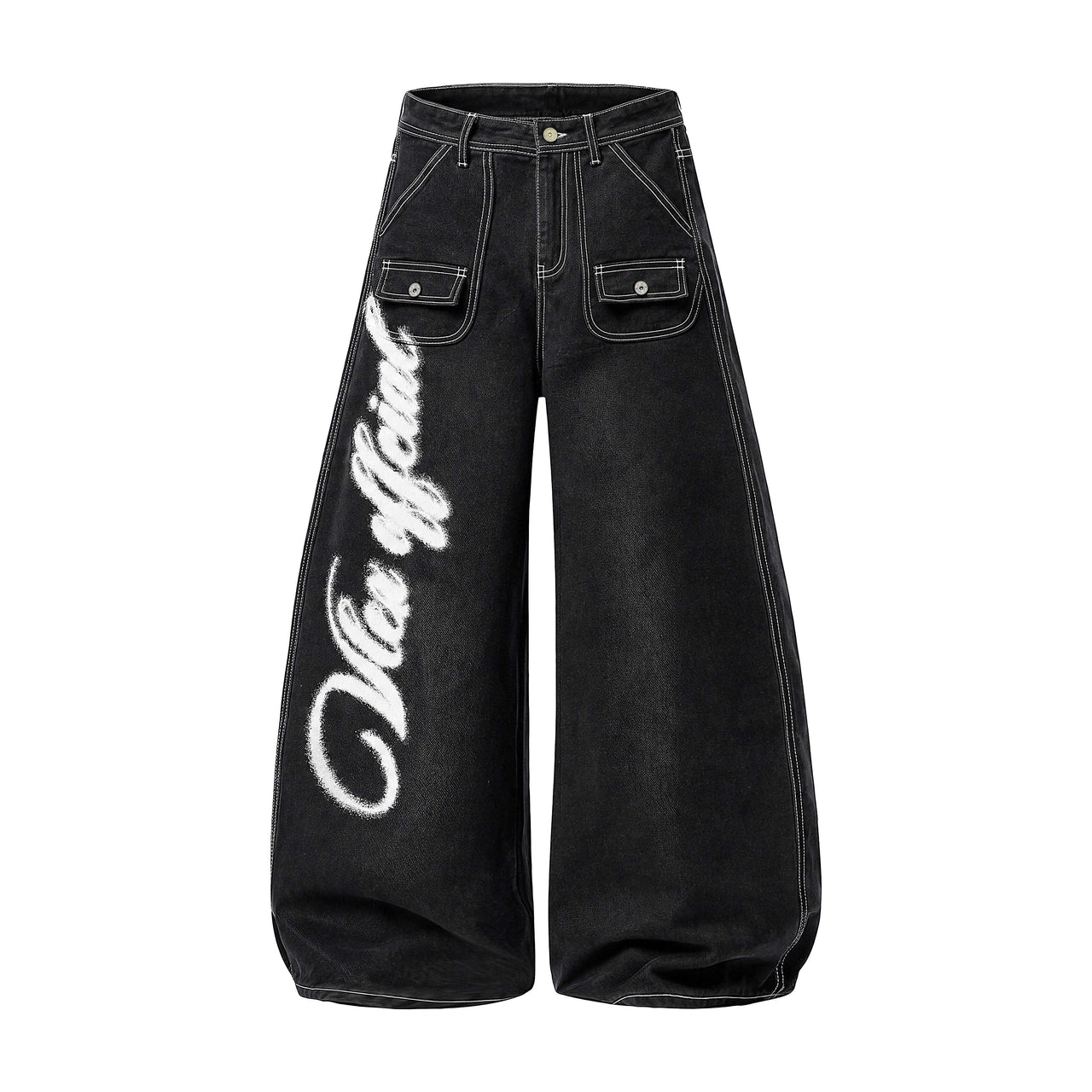 Omirad Angel Wing Graffiti Wide-Leg Jeans