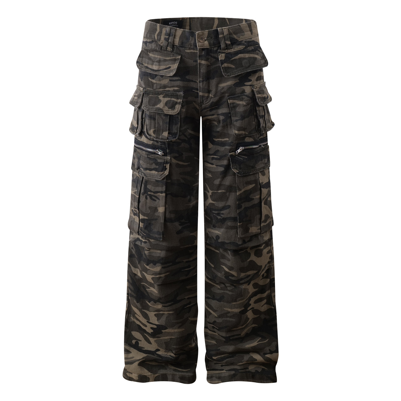 American Streetwear Multi-Pocket Camouflage Cargo Jeans