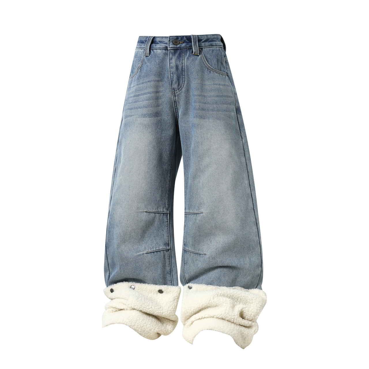 Omirad Fleece-Lined Stacked Denim Pants
