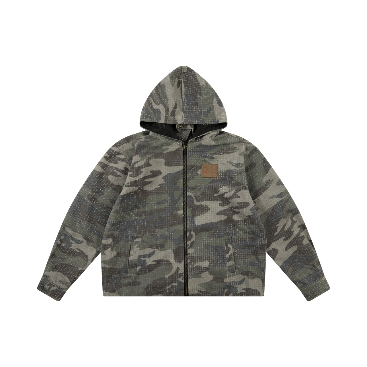 Layered Camouflage Hoodie Jacket