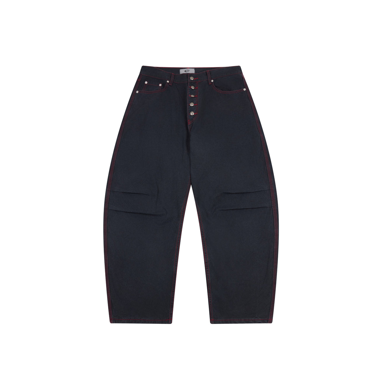 Omirad Contrast-Stitch Barrel Denim Pants