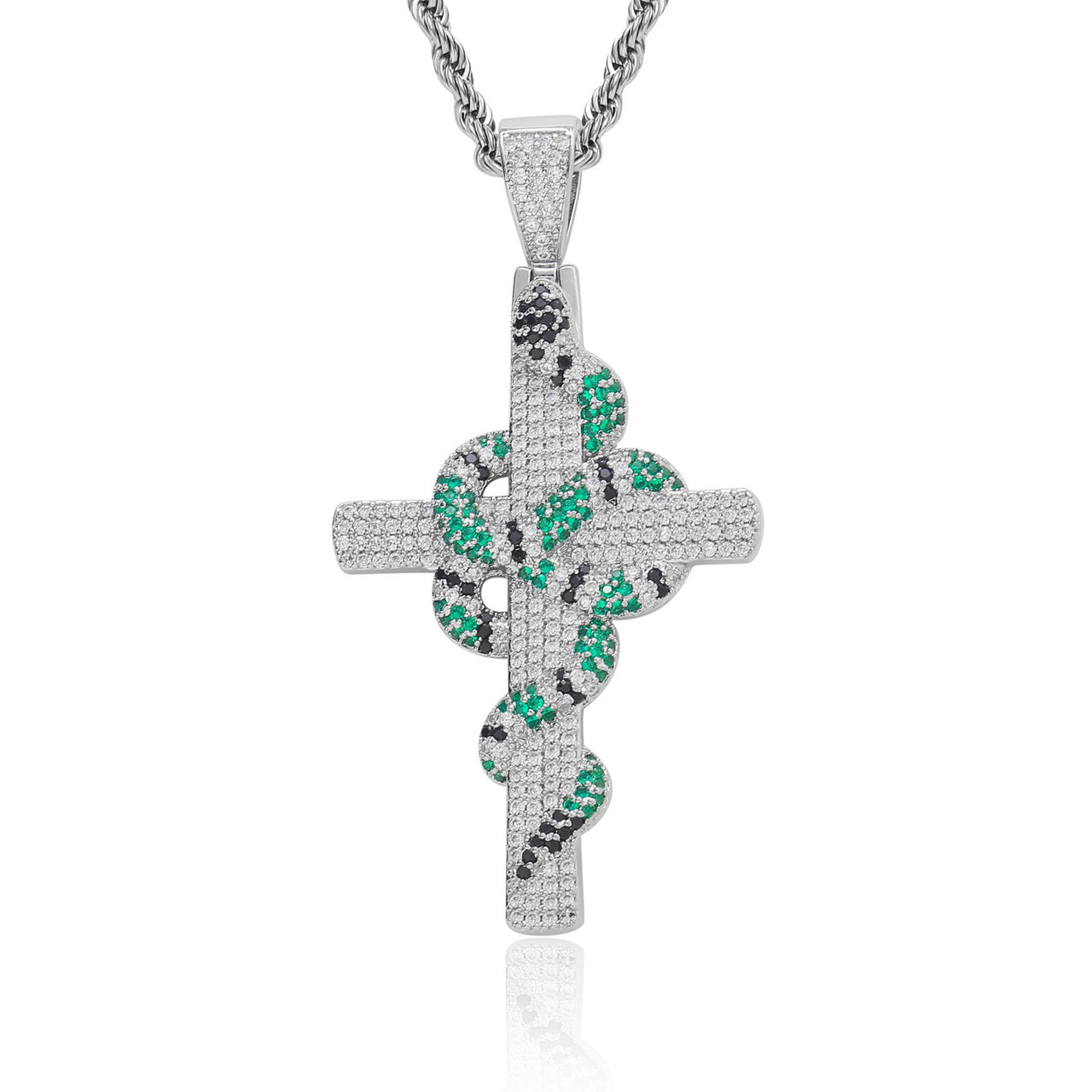 Hip-Hop Cross Snake Pendant Necklace