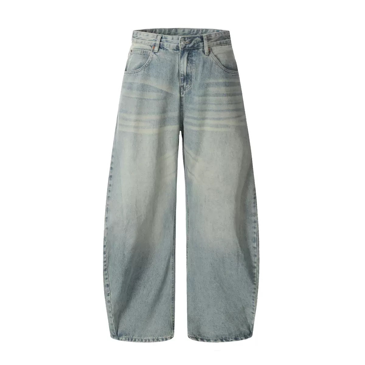 American Streetwear Washed Curved Blade Jeans