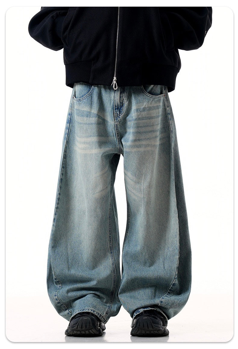 American Streetwear Washed Curved Blade Jeans
