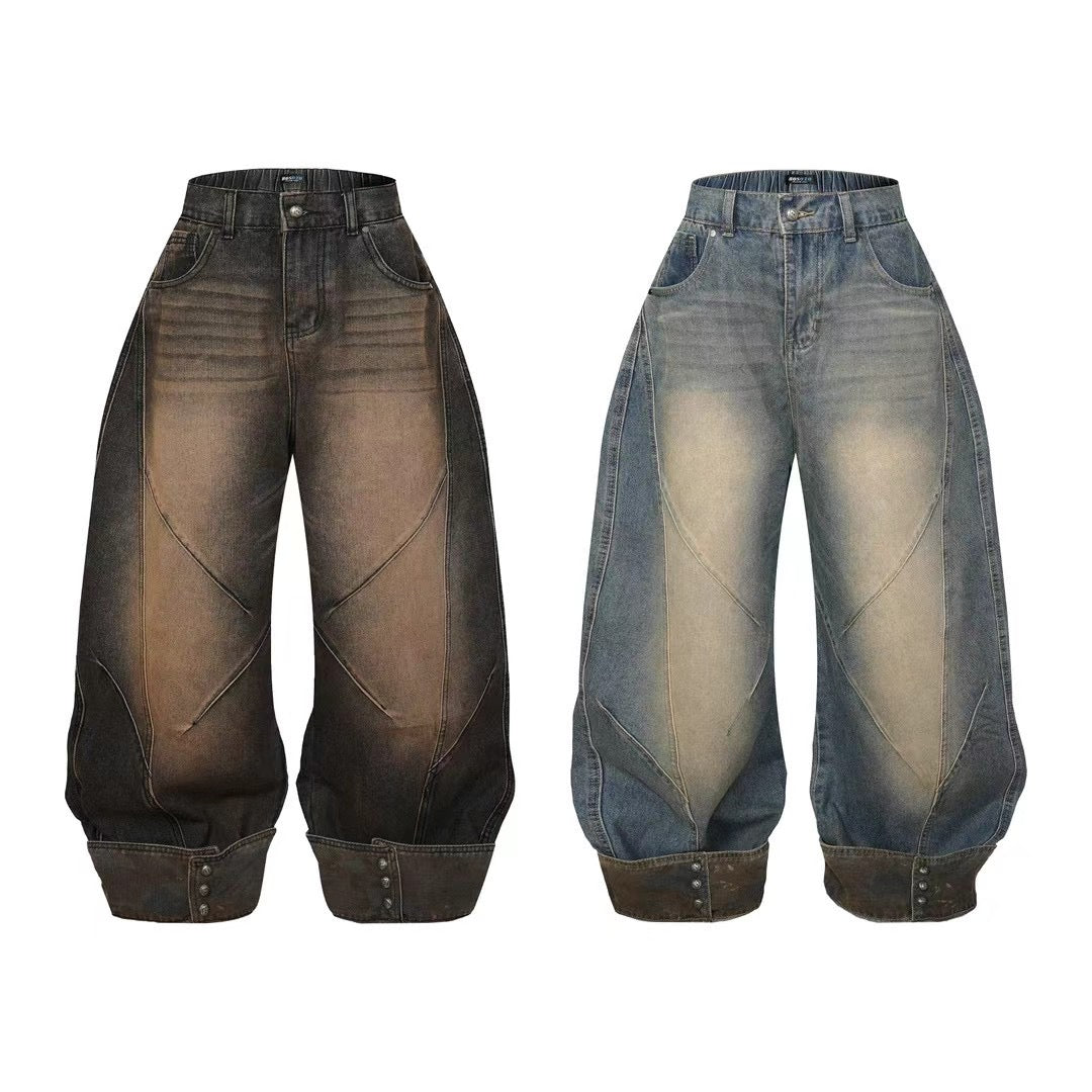 American High Street Patchwork Curved Blade Jeans