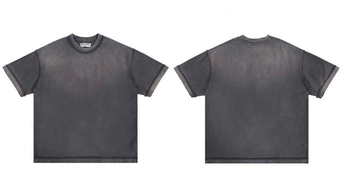 Streetwear Reverse Stitch Gradient Wash Tee