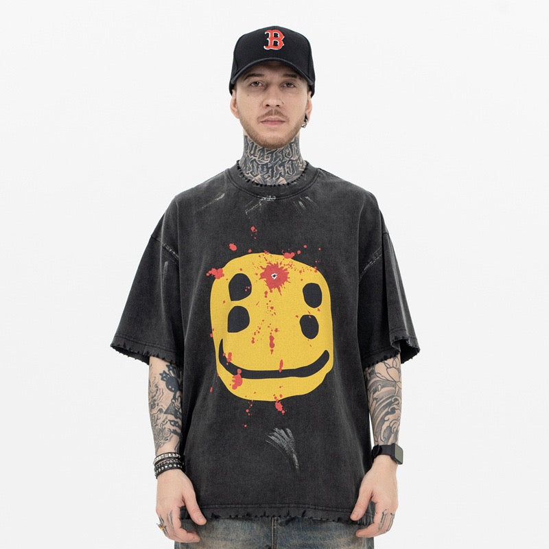 Omirad Distressed Smiley Graphic Tee
