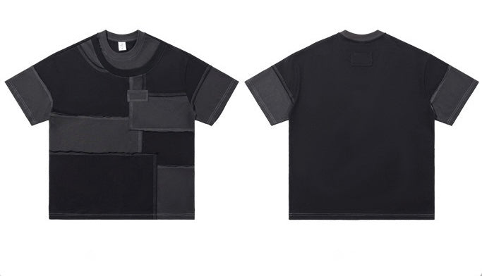 Street Style Deconstructed Patchwork Tee