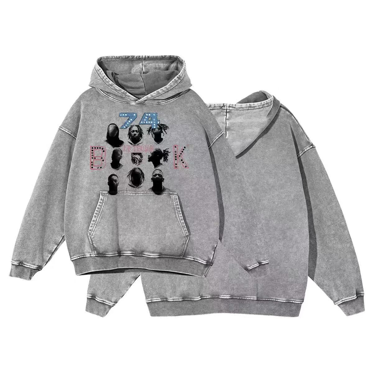 American Streetwear Hip-Hop Character Print Hoodie