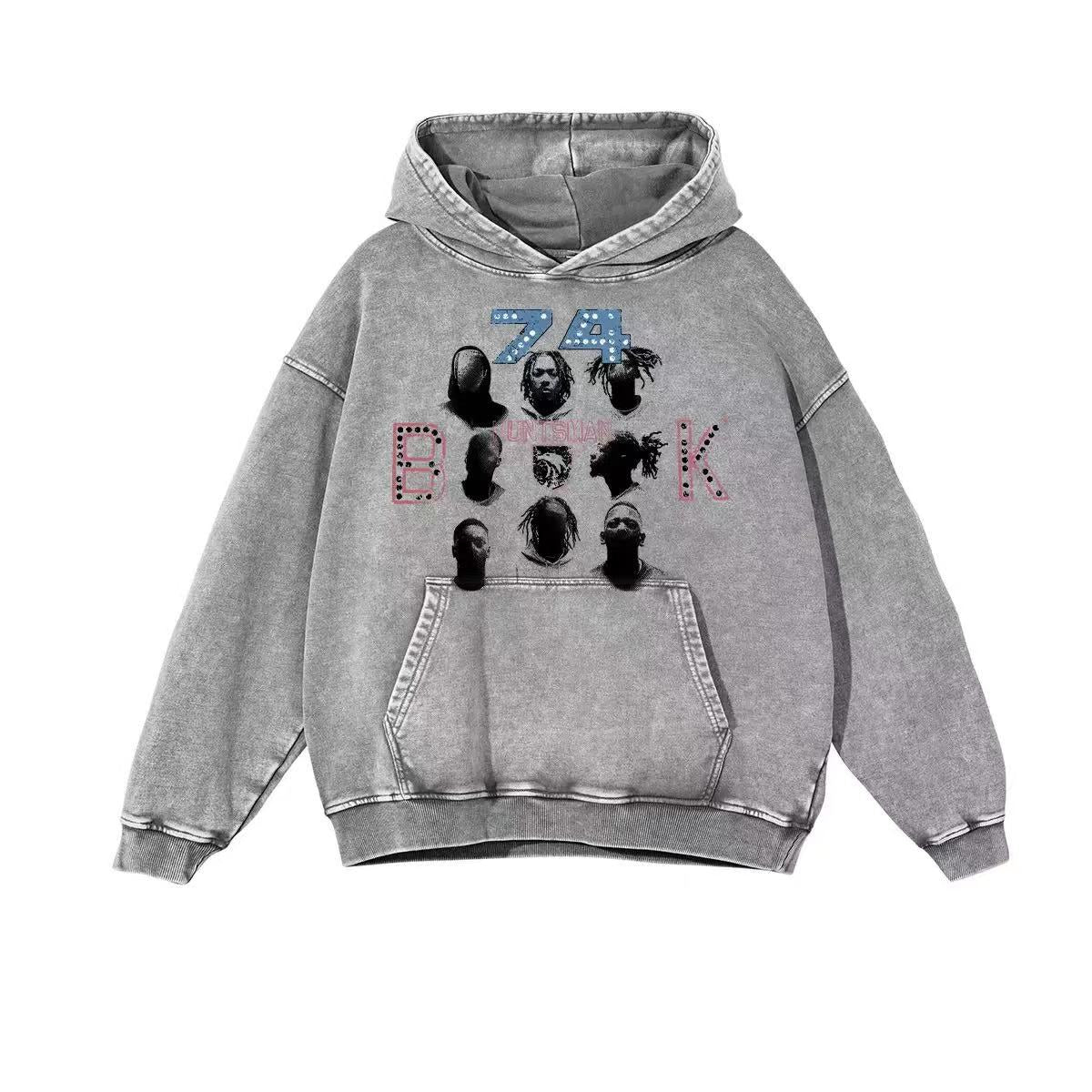 American Streetwear Hip-Hop Character Print Hoodie