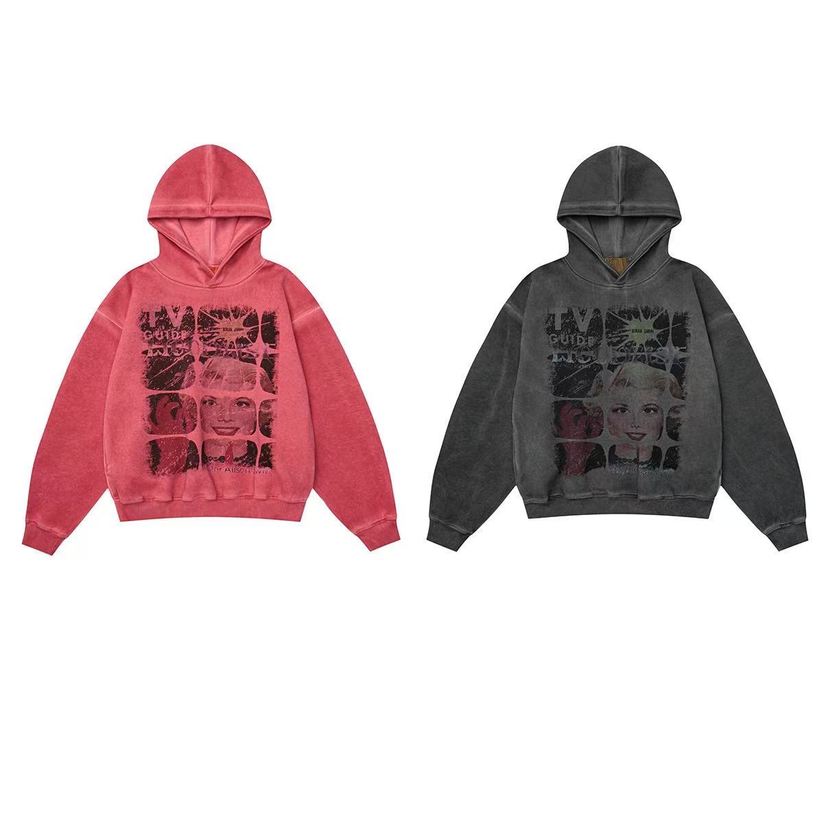 American Vintage Distressed Character Graphic Hoodie