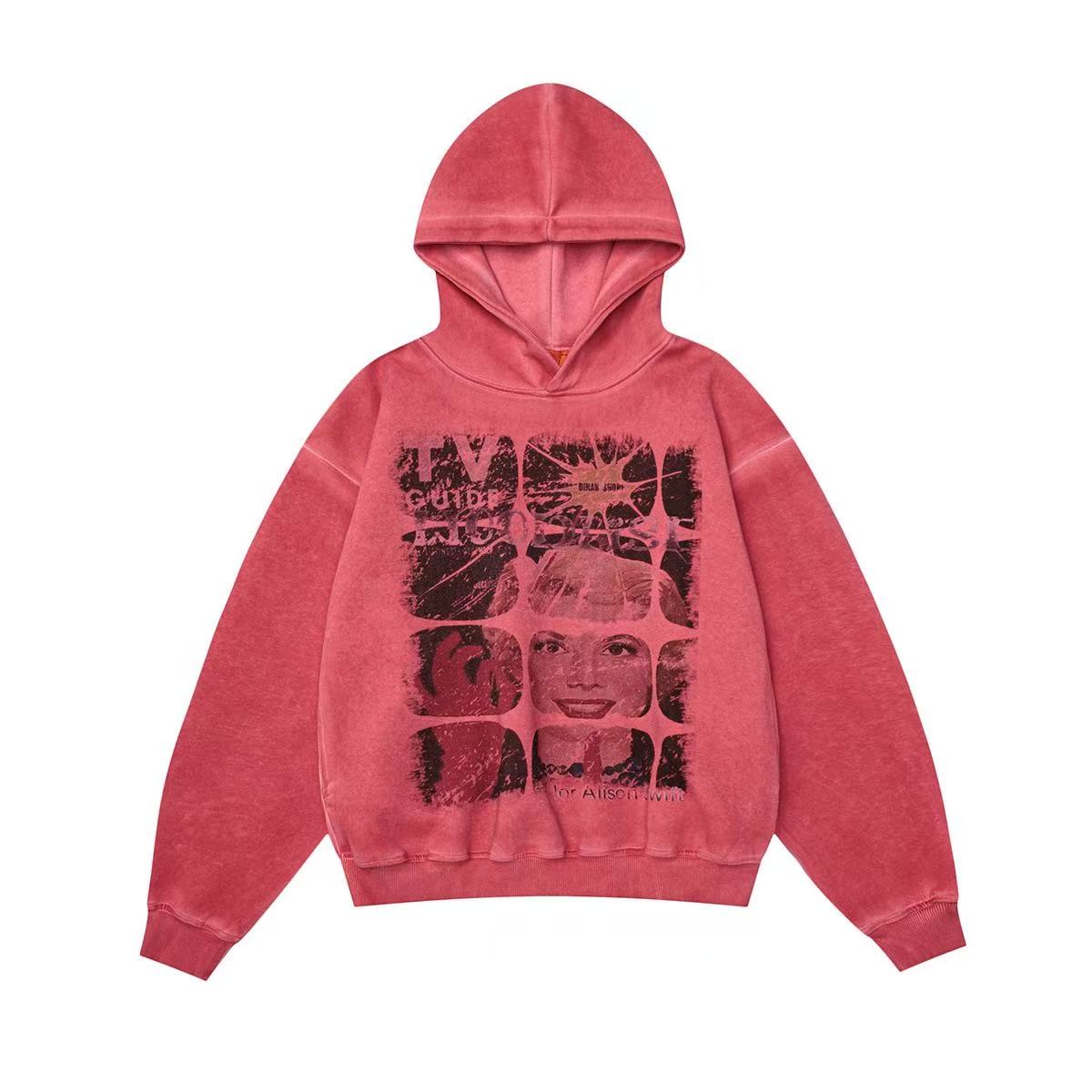 American Vintage Distressed Character Graphic Hoodie