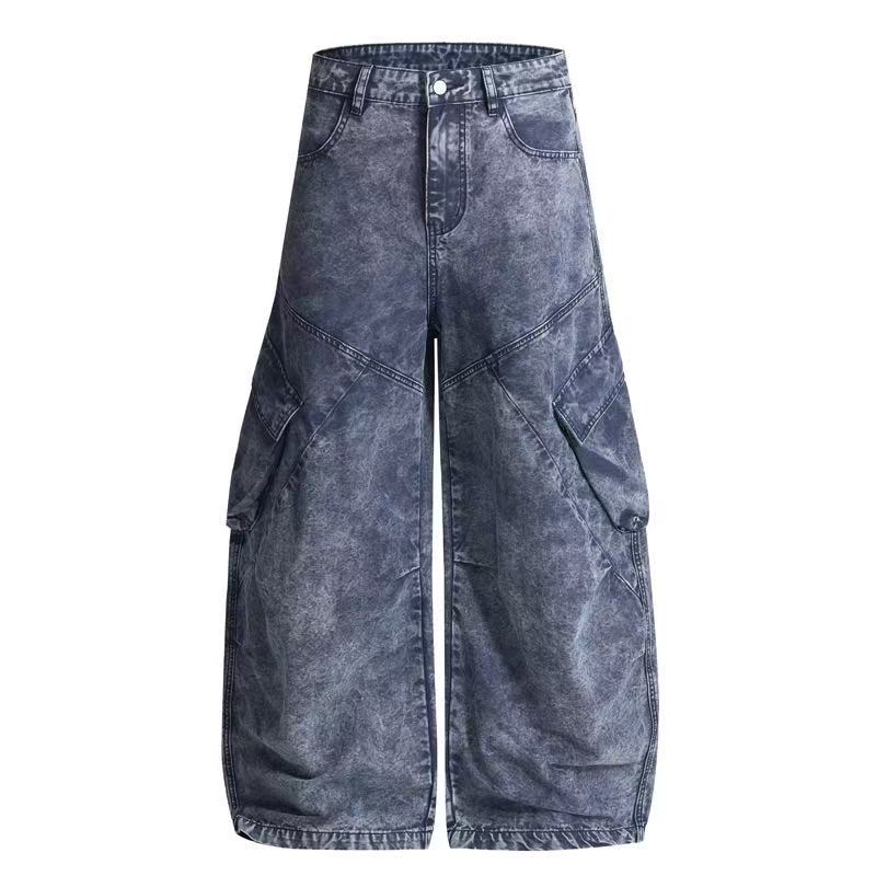 American Streetwear Washed Curved Blade Jeans