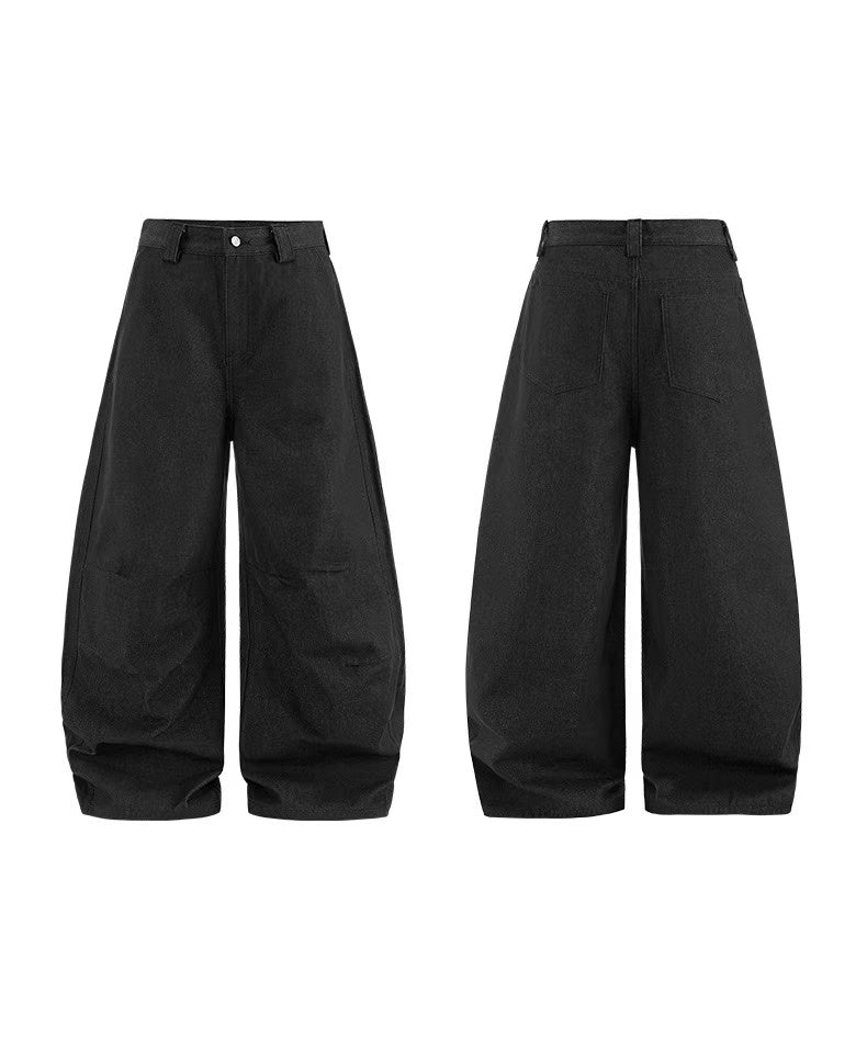 American Street Style Raw Color Curved Blade Jeans
