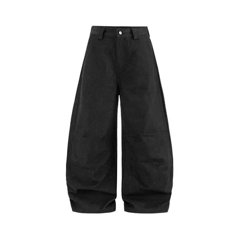 American Street Style Raw Color Curved Blade Jeans