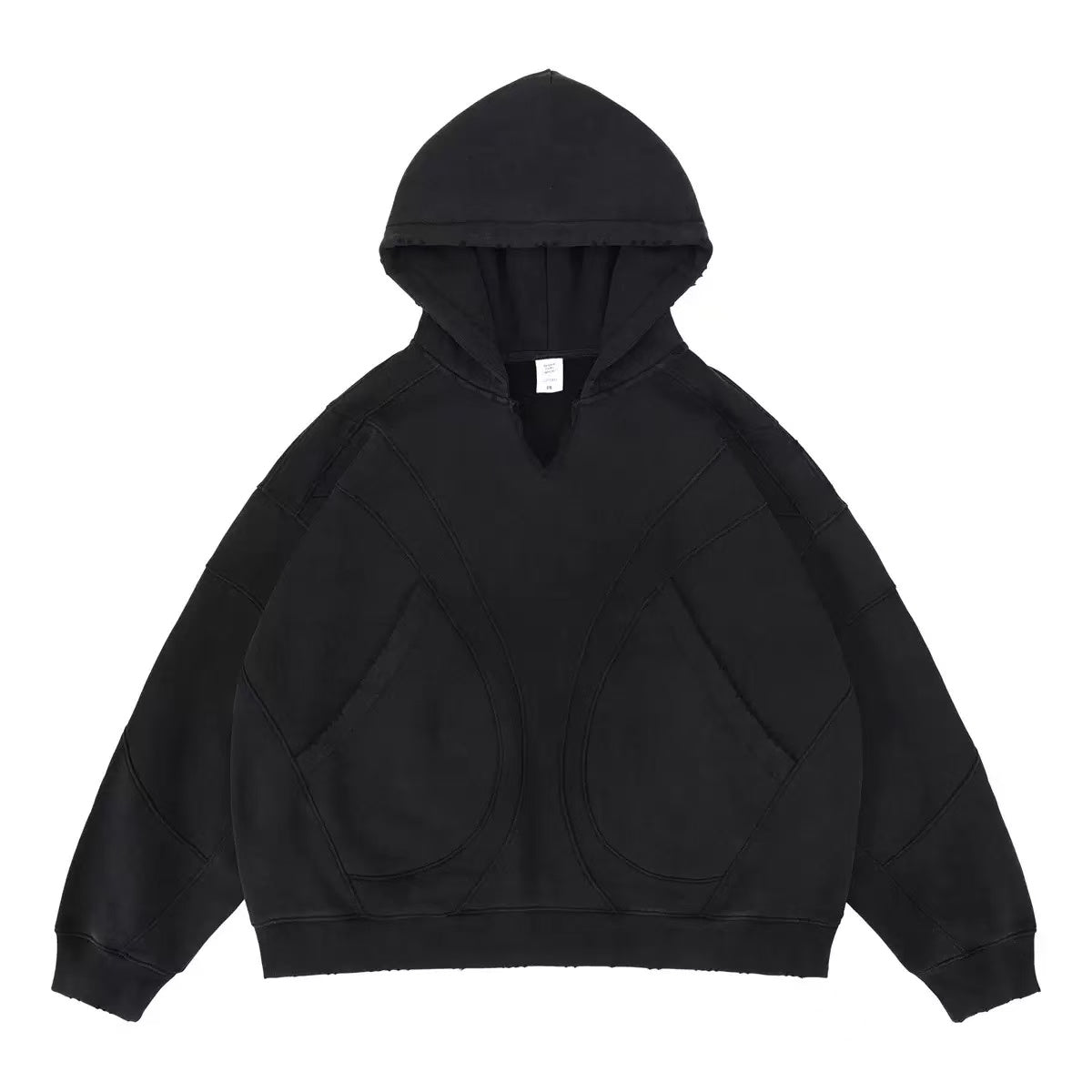 American Streetwear Deconstructed Patchwork Hoodie