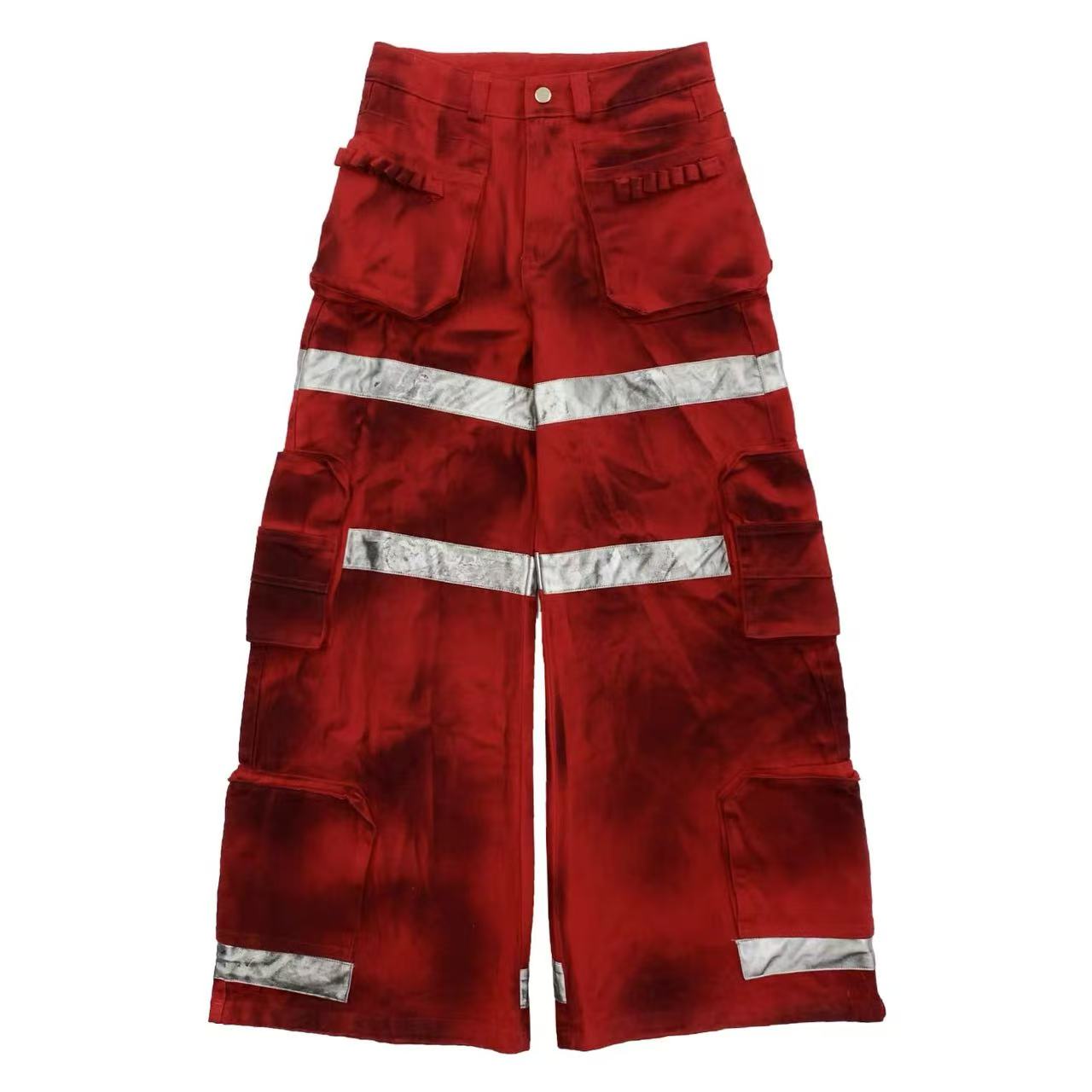 Dark Distressed Patchwork Utility Jeans