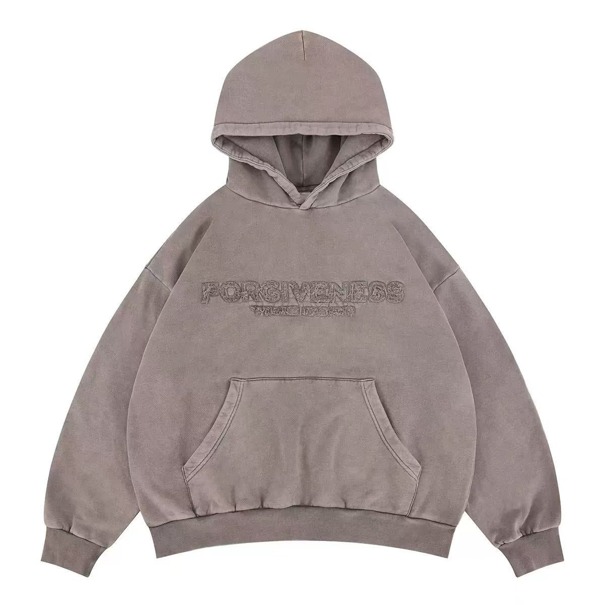 Streetwear Minimalist Fringe Embroidered Letter Hoodie