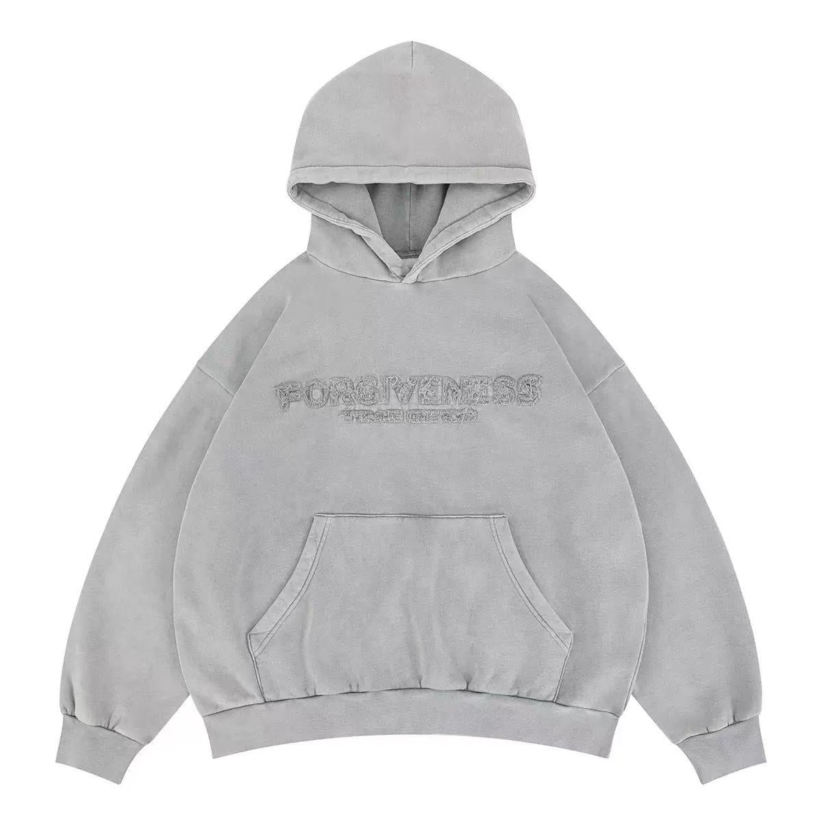 Streetwear Minimalist Fringe Embroidered Letter Hoodie