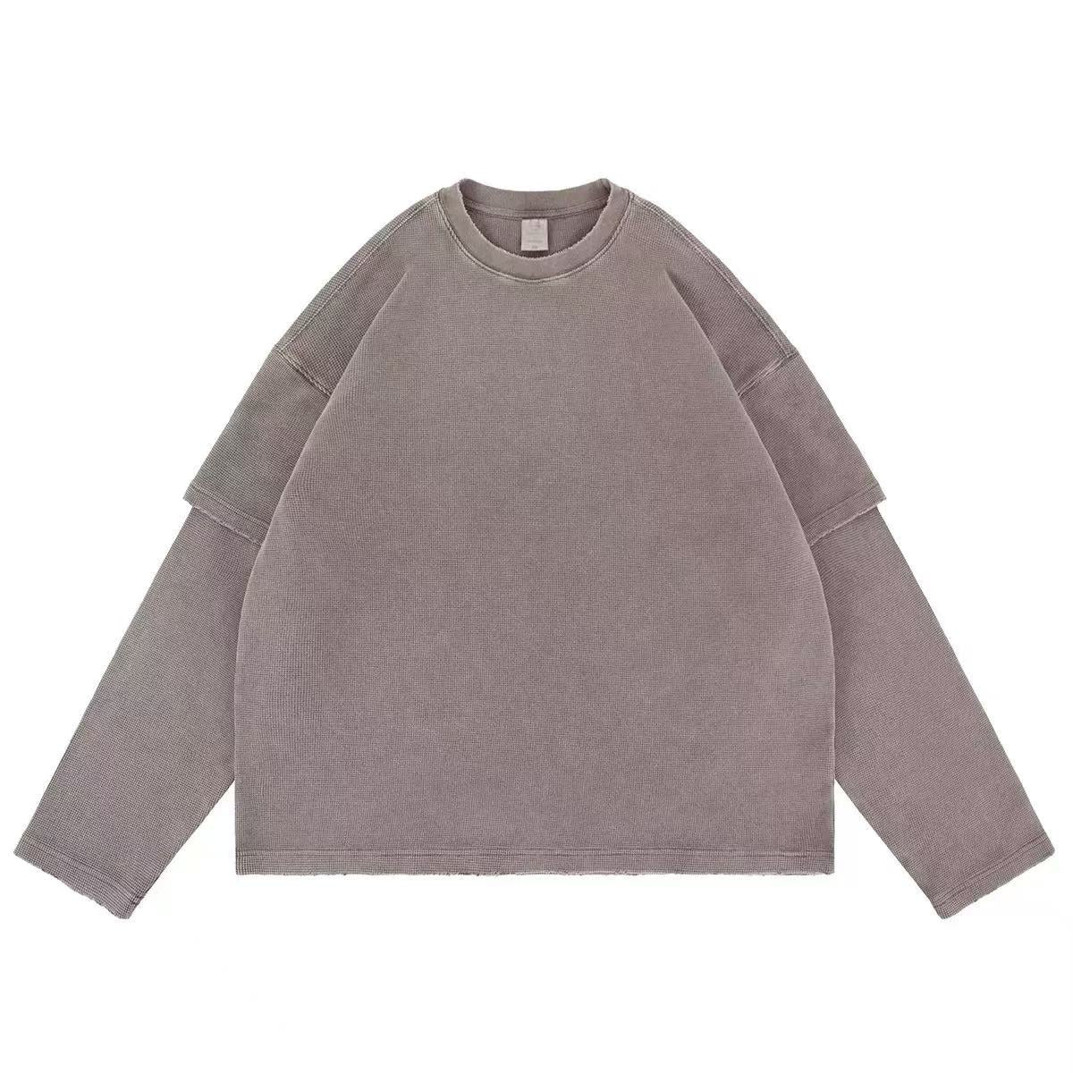 Vintage American Waffle Knit Layered-Look Sweatshirt