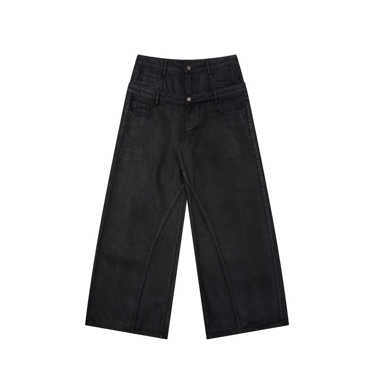 Omirad Double-Waist Washed Wide-Leg Jeans