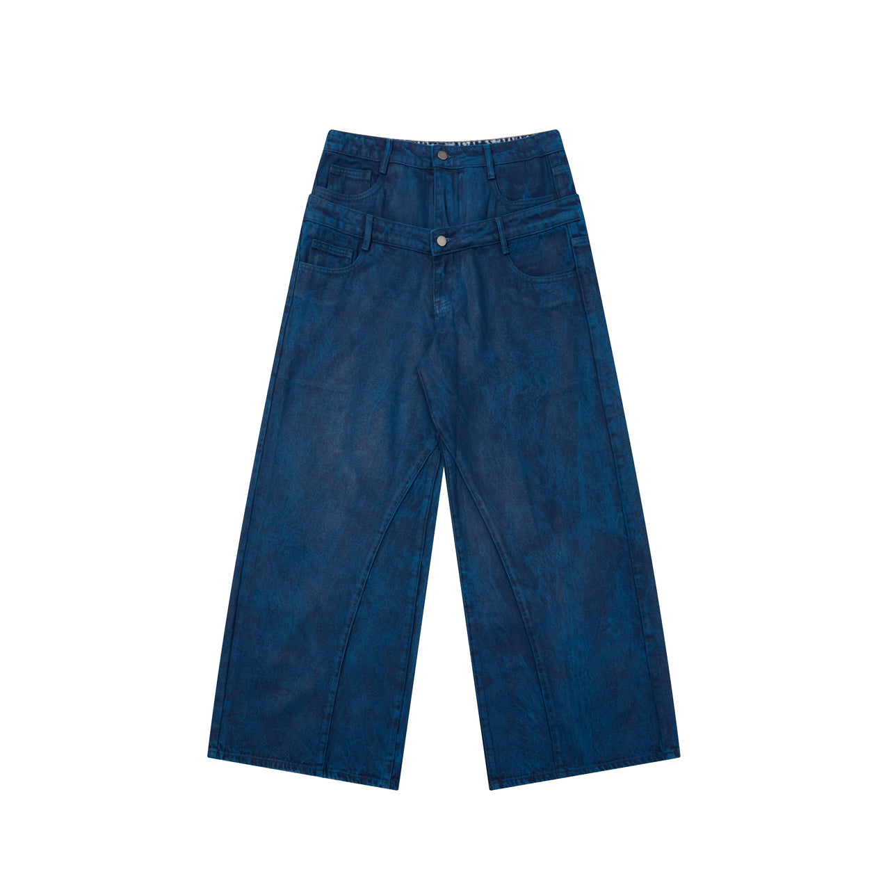 Omirad Double-Waist Washed Wide-Leg Jeans