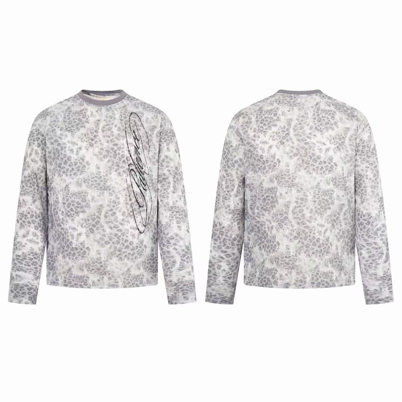 Omirad Distressed Reptile Print Long Sleeve Tee