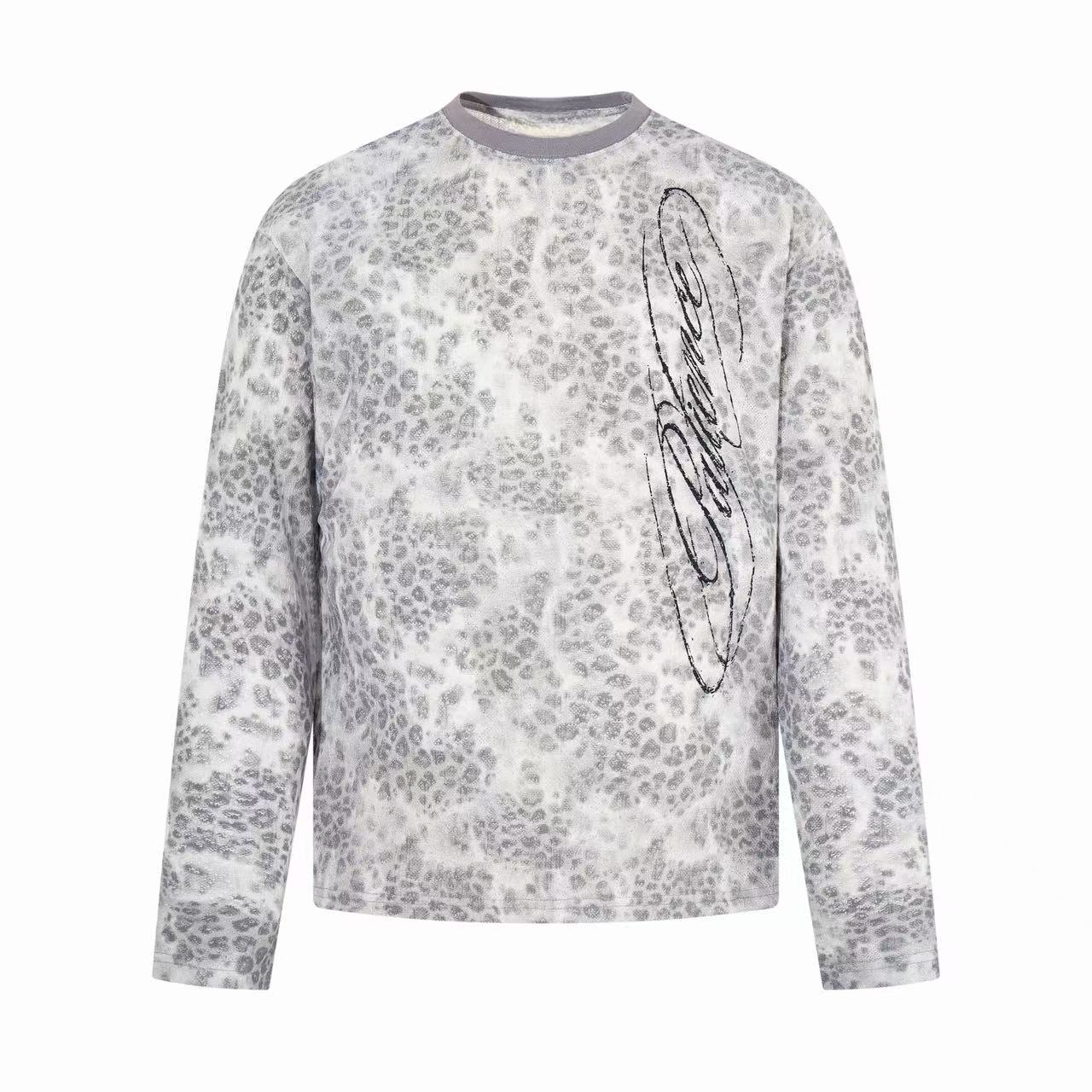Omirad Distressed Reptile Print Long Sleeve Tee