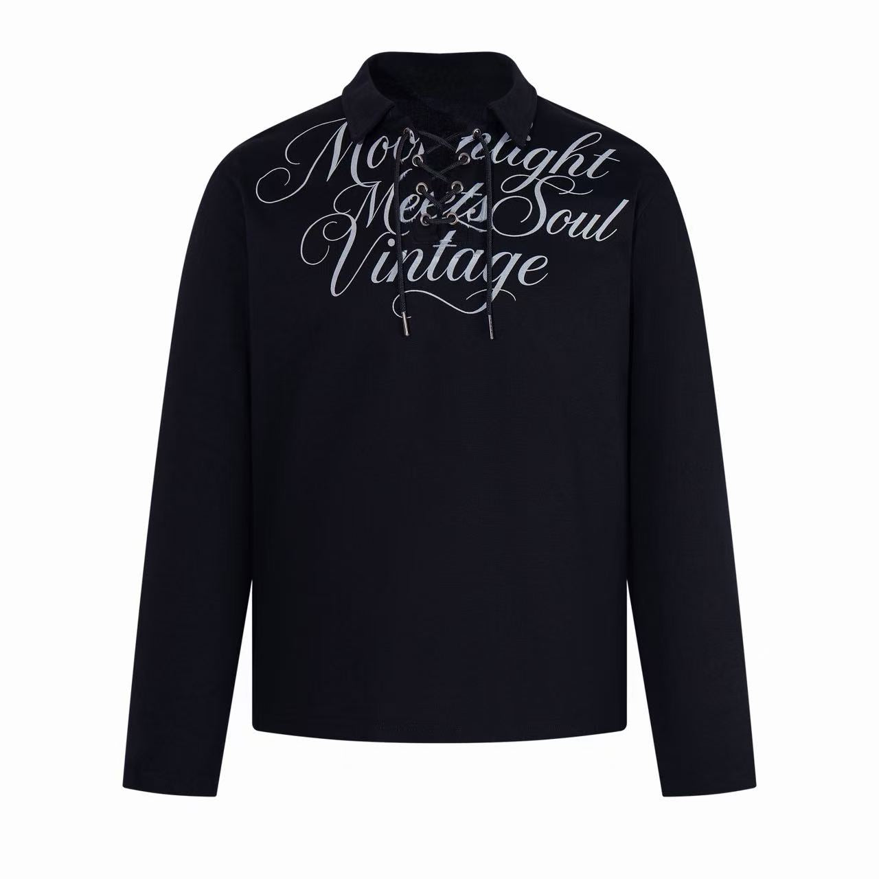 Omirad Lace-Up Graphic Polo Long Sleeve