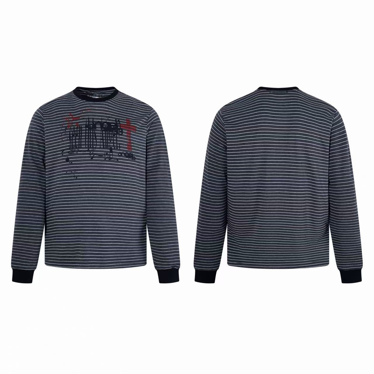 Omirad Striped Graphic Long Sleeve Tee