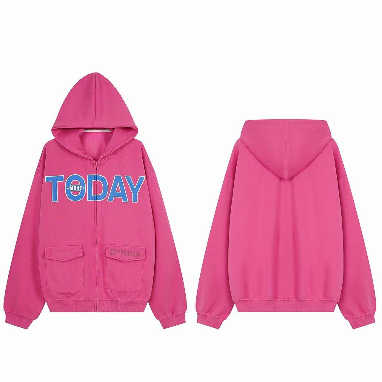 Omirad Today Graphic Zip-Up Hoodie