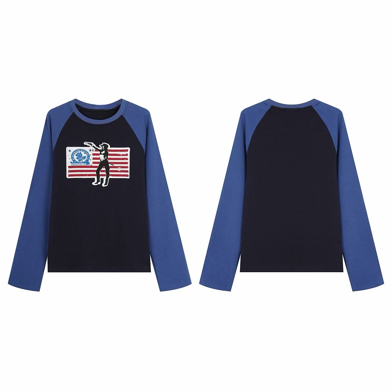 Omirad Contrast Raglan Graphic Long Sleeve Tee