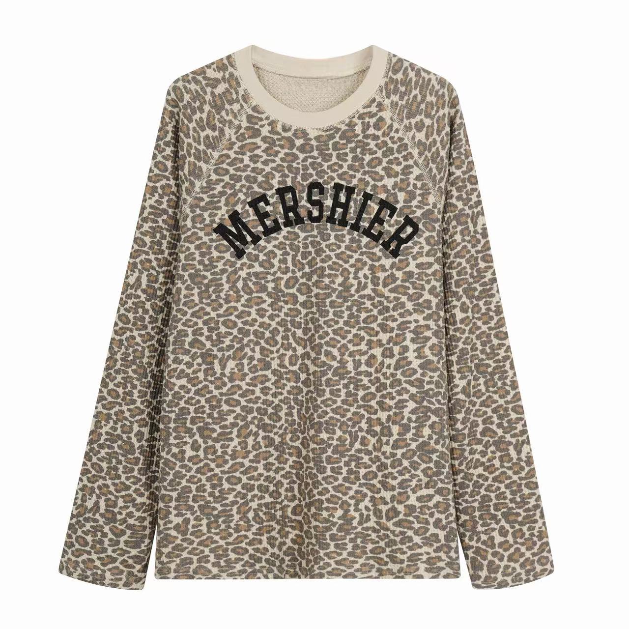 Omirad Leopard Varsity Graphic Long Sleeve Tee