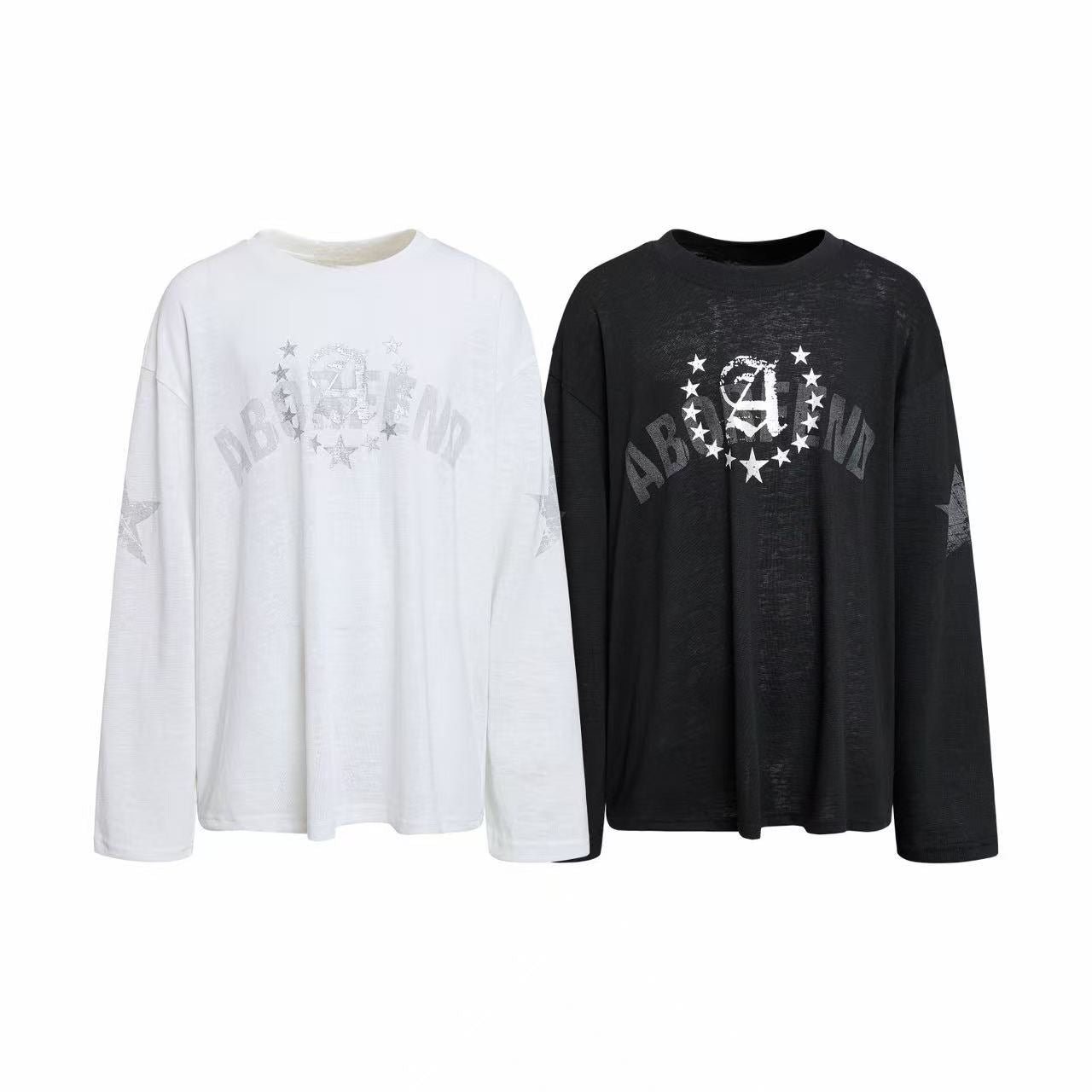 Omirad Distressed Varsity Graphic Long Sleeve Tee