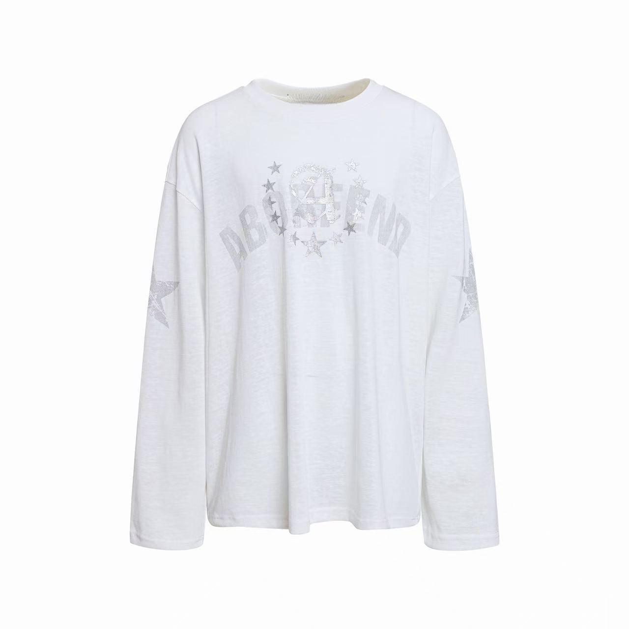 Omirad Distressed Varsity Graphic Long Sleeve Tee