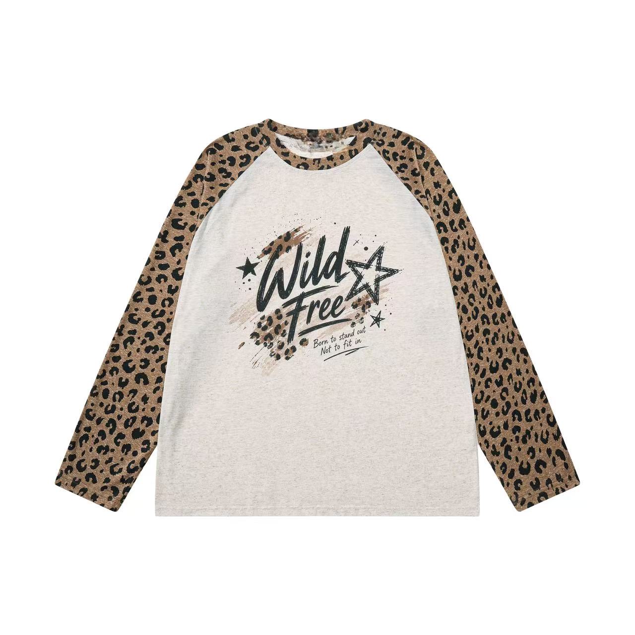 Omirad Wild Free Leopard Raglan Long Sleeve Tee
