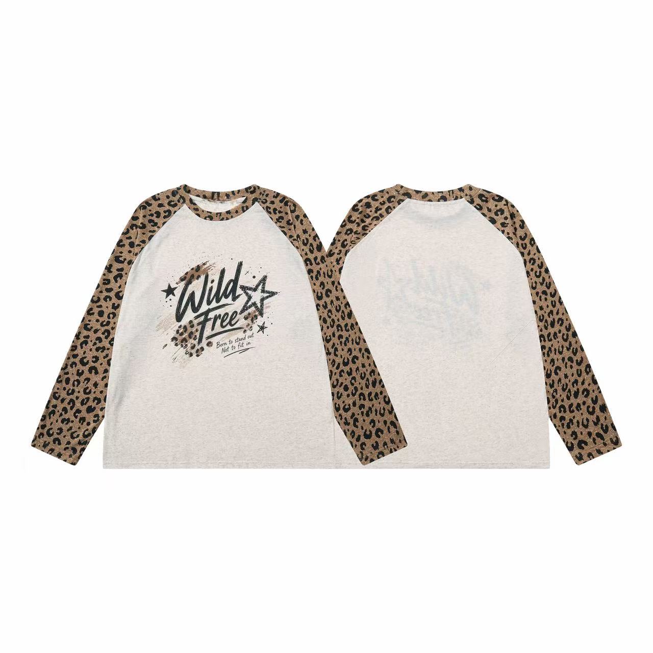 Omirad Wild Free Leopard Raglan Long Sleeve Tee