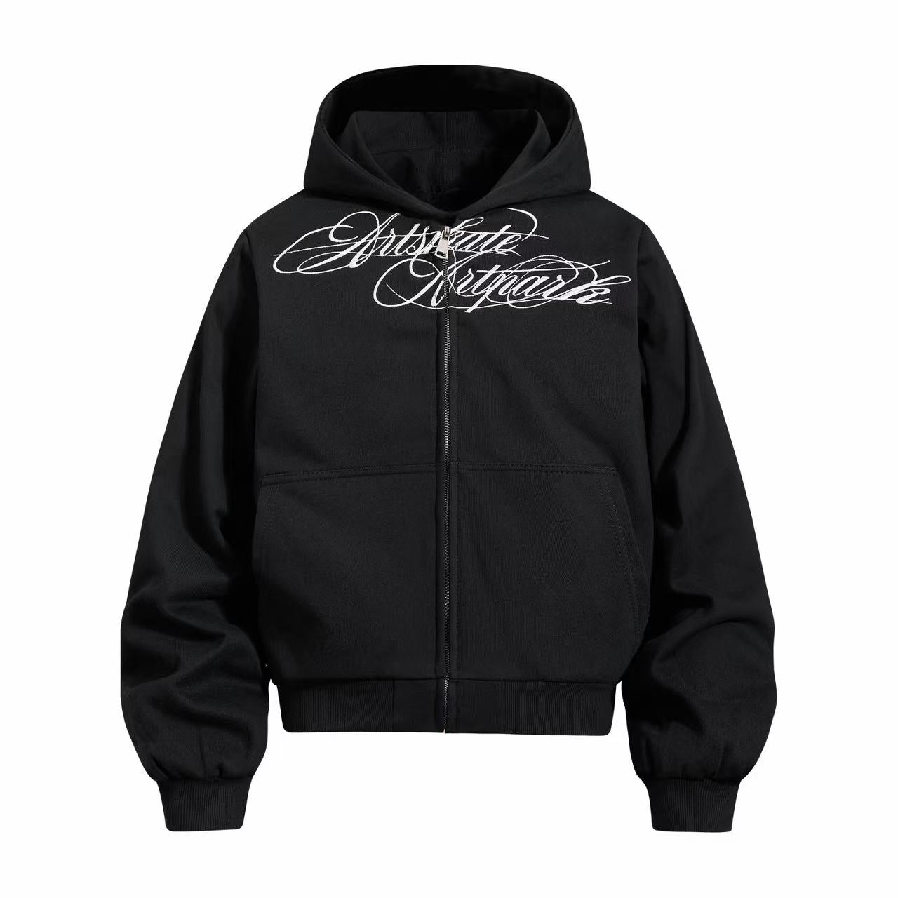 Omirad Script Graphic Zip-Up Hoodie
