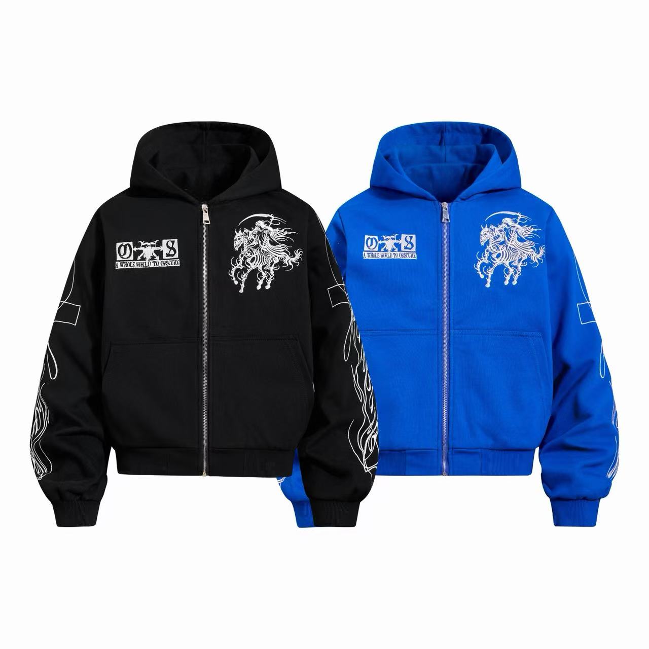 Omirad Horse Graphic Zip-Up Hoodie