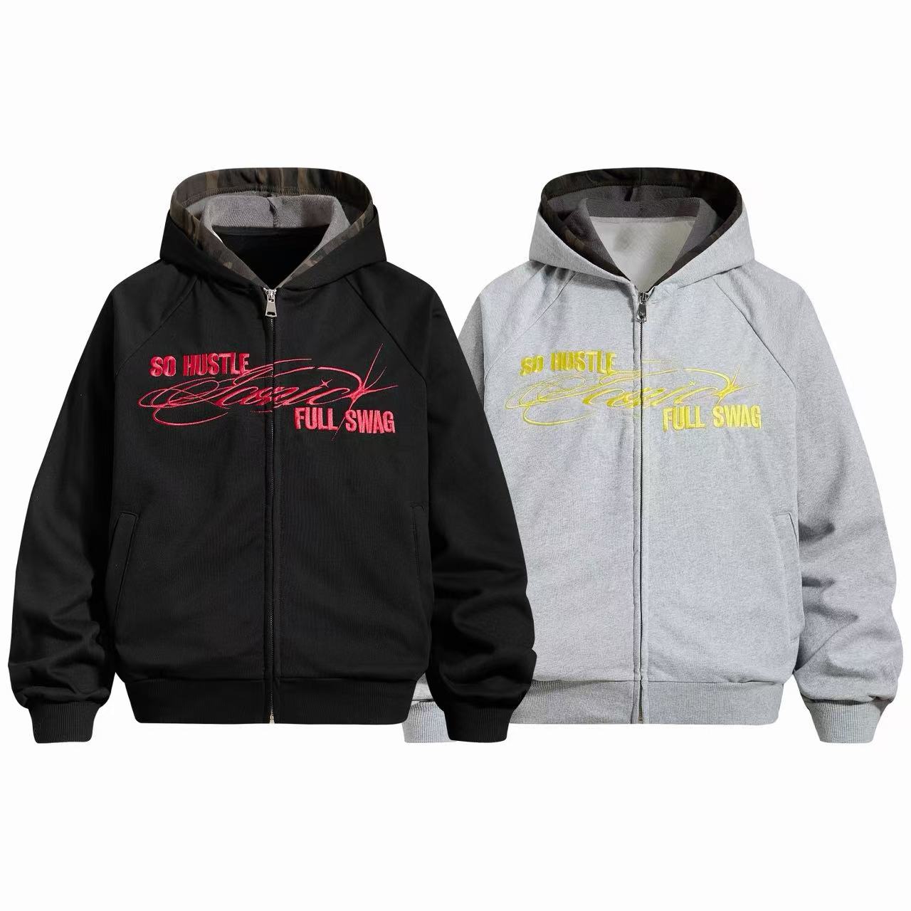 Omirad Hustle Script Zip-Up Hoodie