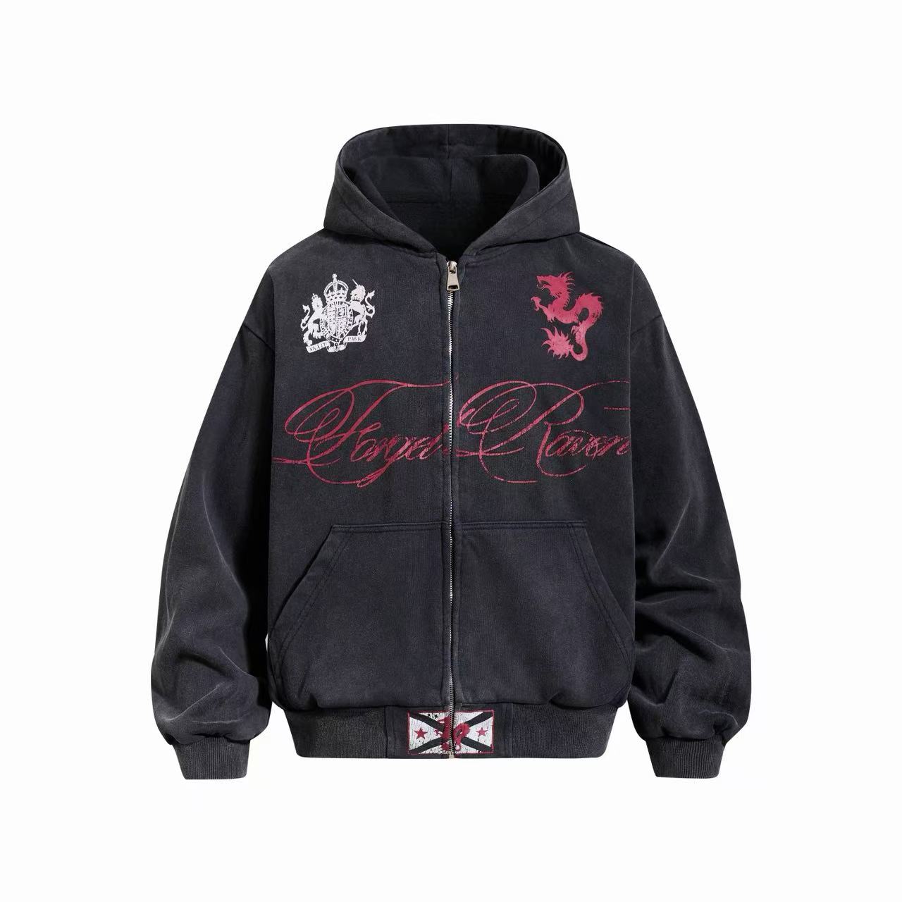 Omirad Dragon Script Zip-Up Hoodie