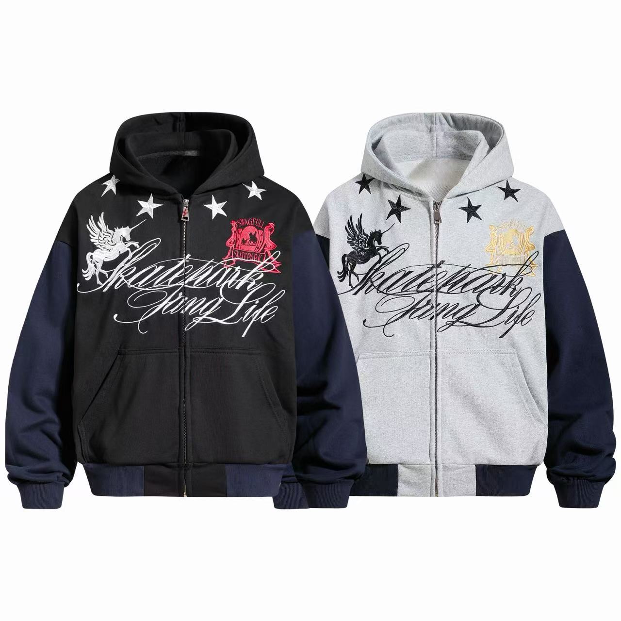Omirad Pegasus Script Zip-Up Hoodie